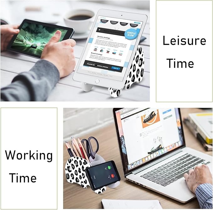 Keyboard Wrist Rest Pad Ergonomic Mouse Pad SetNon-Slip PU Base for Laptop Home Gaming OfficeMatching Elephant Pen Holder and Cup Coaster(Leopard Print) …