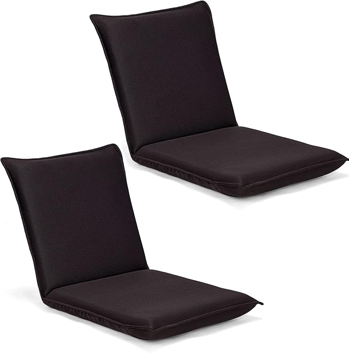 BestComfort Set of 2 Folding Floor Chair 6-Position Adjustable Meditation Chair Video Gaming Chair for Reading TV Watching Portable Floor Seat Lounge Sofa Chair for Kids Teens Adult Coffee