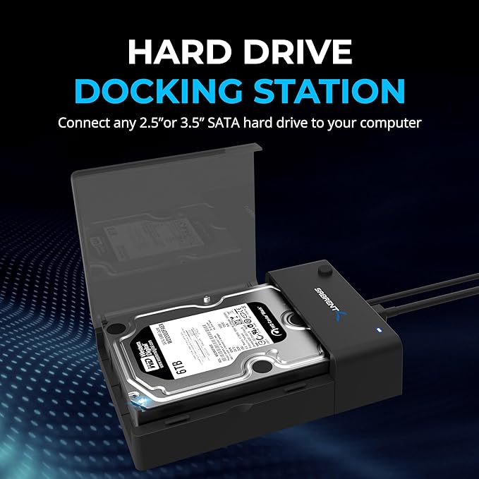 SABRENT USB 3.0 to SATA External Hard Drive Lay-Flat Docking Station for 2.5 or 3.5in HDD SSD [Support UASP] (EC-DFLT)