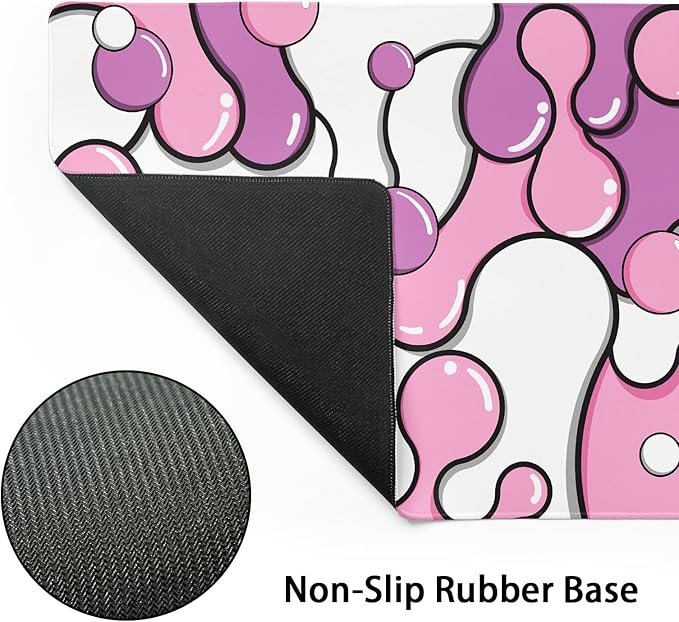 Pink Pastel Purple Mouse Pad XXL Anime Cool Geometric Japanese Extended Desk Mat 90X40 CM Non-Slip Rubber Base Stitched Edge Large Mousepad for Gaming Laptop Computer Desktop 35.4×15.7 Inch