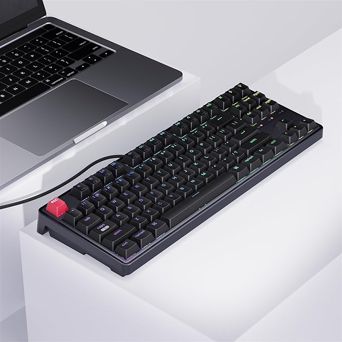 Keychron C3 Pro TKL 80% Wired Mechanical Keyboard 8K Polling Rate QMK/VIA Programmable Hot-Swappable RGB Backlit Shine-Through Keycaps Super Brown Switch for Windows/Mac