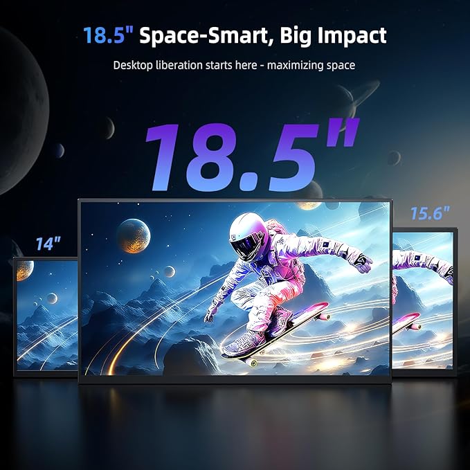 Portable Monitor 18.5” | 120HZ 1ms Gaming Monitor | 125% sRGB | FreeSync HDR | 350Nits | USB-C &amp HDMI | VESA &amp Stand | Large Travel External Second Screen for Laptop Computer Game Consoles
