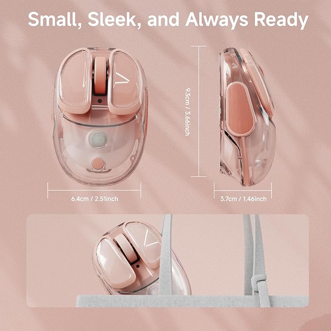 EWEADN Q9 Wireless Clear Mouse Dual Mode Bluetooth &amp 2.4G USB Computer Mouse with RGB Lighting Silent Clicks Multi-Device Compatibility for Laptop PC MacBook iPad Cute Mouses-Gradient