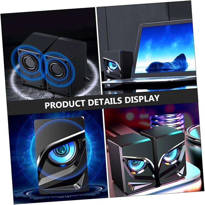 2pcs Powerful USB Wired Subwoofer Speakers for Desktop Laptop Compact Multimedia Computer Speaker with Non-Slip Base Wired Control Material for Home Office Gaming Use