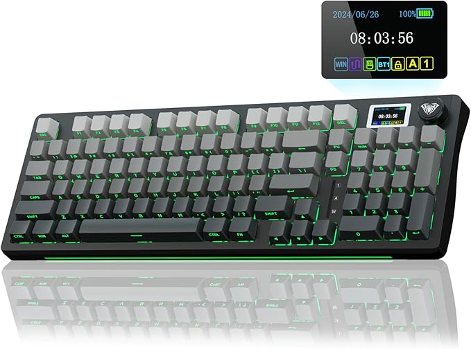 AULA S98 Pro Wireless Mechanical Keyboard with Screen &amp Knob2.4GHz/USB-C/BT5.0 Hot Swappable Creamy KeyboardPre-lubed Linear SwitchesSide Printed PBT KeycapsRGB Backlit Gaming Keyboards
