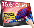 HONGO 4K OLED Portable Monitor 15.6 Inch Touchscreen UHD 3840X2160 100% DCI-P3 100000:1 Multi-Touch HDR USB-C HDMI Travel Monitor for Laptop PC Phone Mac Xbox PS5/PS4