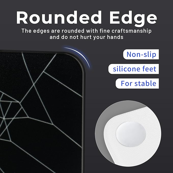 XVX Glass Mouse Pad for Gaming Black Spider Webs Hard Gaming Mousepad Professional Large Mouse Mat 410mm*310mm Special Glass Surface with Improved Precision and Speed