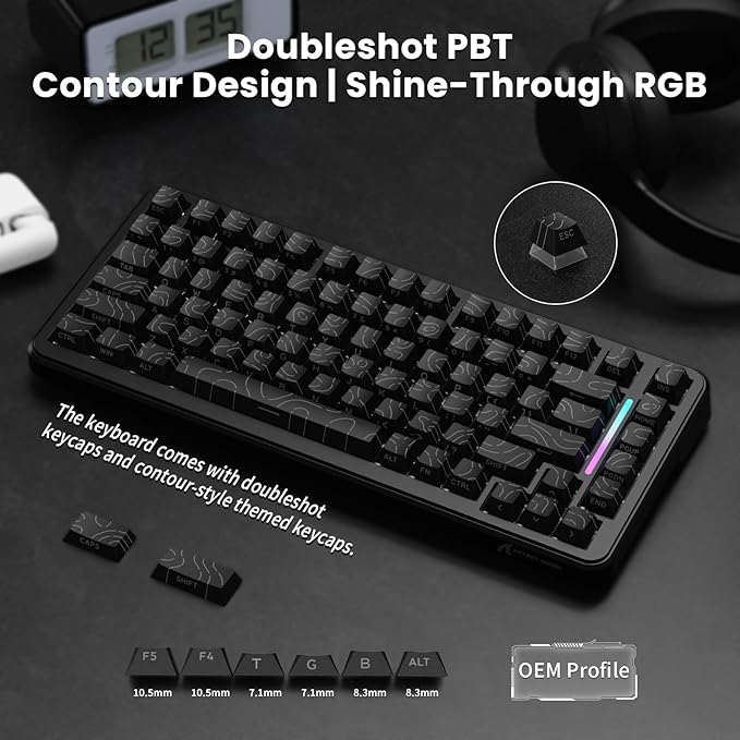 ATTACK SHARK X82 PRO HE Magnetic Gaming Keyboard8KHz Polling RateAdjustable Actuation Rapid TriggerTri-Mode Wireless PC Keyboard with 5000mAh BatteryCloud/Software Driver for Win/MacBlack Line