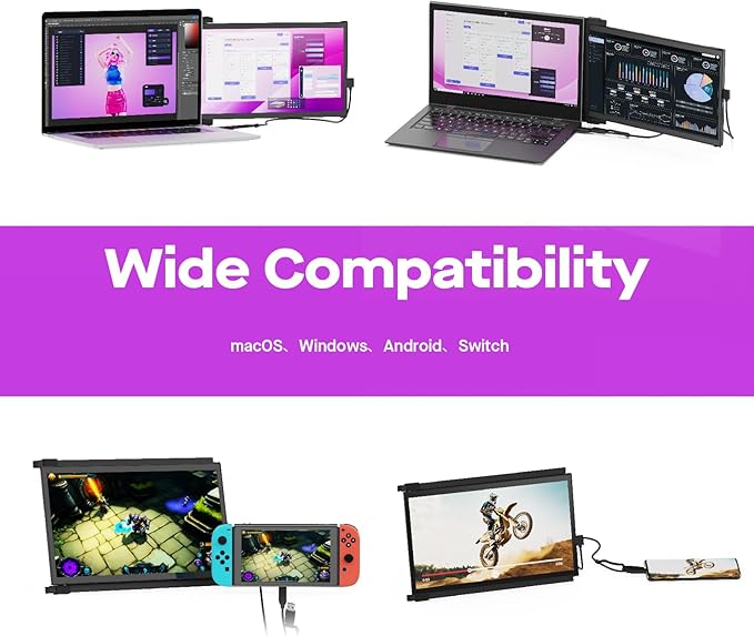 Mobile Pixels Portable Monitor Duex Max DS Laptop Monitor Extender 14.1 Inch 1080P FHD IPS Plug and PlayTravel Monitors Extender for 14''-17 '' Laptops Compatible with Windows/Mac/Android/Switch