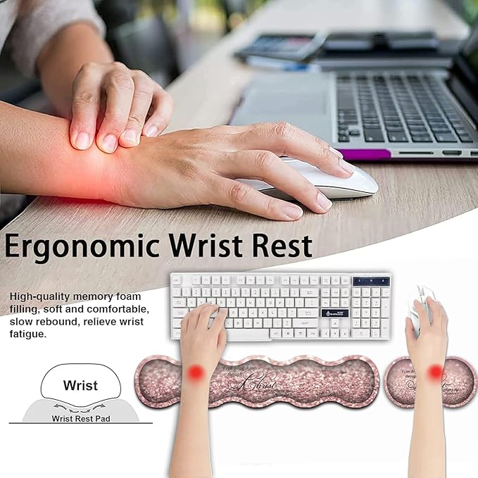 Gaming Mouse PadLarge Mouse Pad with Stitched EdgeNon-Slip Base Office Desk Pad Ergonomic Keyboard Wrist Rest SetWaterproof Writing PadPhilippians 4：13 Bible Pink Glitter Extended XXL Desk Ma