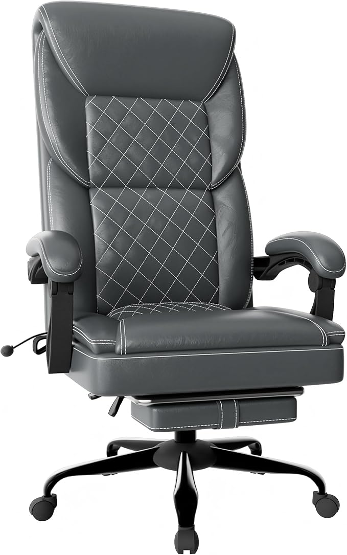 Gaming Chair Office Chair with Inflatable Lumbar Support Ergonomic Comfortable Wide Computer Chair with Footrest and Linked Soft Armrests High Back 3D Enveloping Seat Cushion