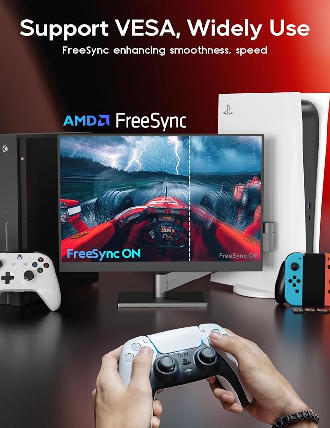 2.5K 144Hz Portable Monitor 18 2560x1600 Portable Gaming Monitor 100% sRGB FreeSync HDR Laptop Monitor w/VESA &amp Case 16: 10 Wide Screen IPS External Monitors for Mac Switch Xbox PS4/5