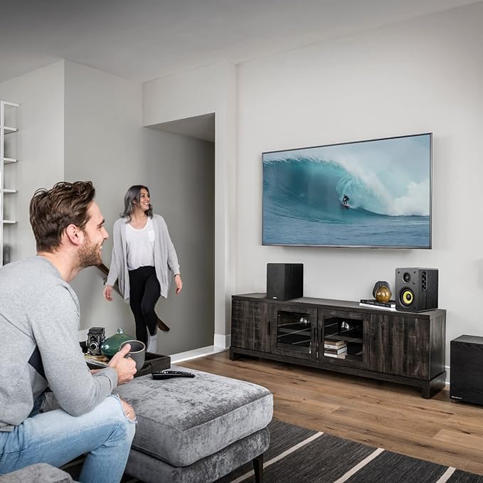 Sanyun SW206 4” HiFi Bookshelf Speakers with Studio Mode 80W Active Bluetooth 5.4/Optical/Coaxial/TRS/Aux/24bit DAC USB for Turntable TV PC Desktop MDF Cabinet Remote Control Black