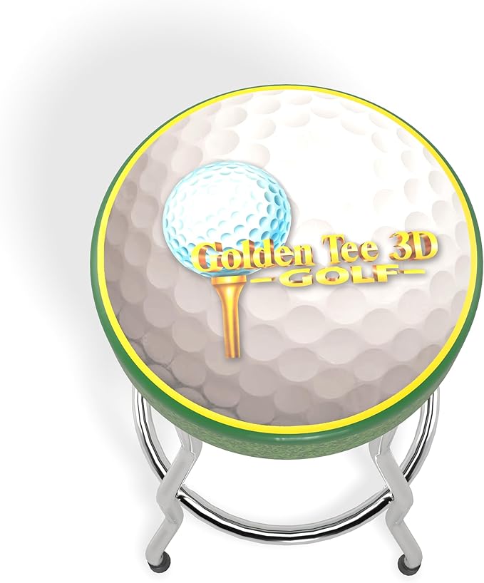 ARCADE1UP Officially Licensed Adjustable Stool with Chrome-Plated Steel Frame and High-Density Foam Padding for Supreme Gaming Comfort (Golden TEE)