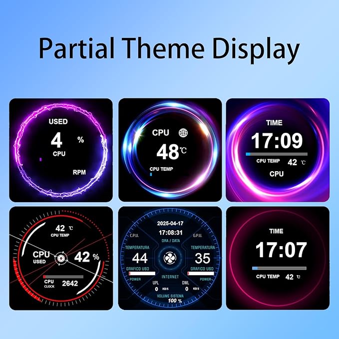 VSDISPLAY 2.1 Inch Round LCD Screen 480x480 CPU Temperature Date Monitoring Display for Computer PC Case Liquid CoolerSilver