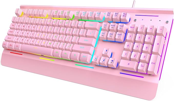 TECKNET Gaming Keyboard USB Wired Computer Keyboard 15-Zone RGB Illumination IP32 Water Resistance 25 Anti-ghosting Keys All-Metal Panel (Whisper Quiet Gaming Switch)