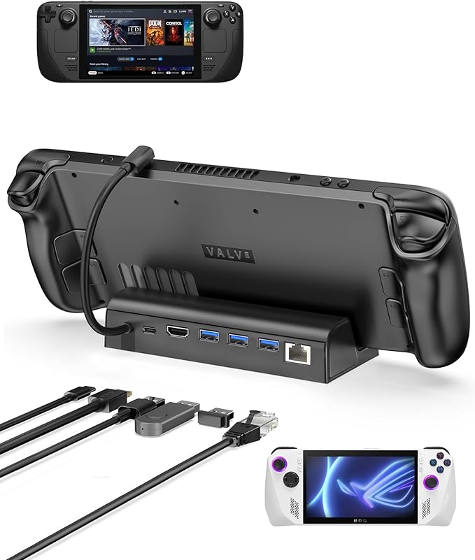 Antank 6-in-1 Docking Station for Steam Deck/ROG Ally Steam Deck Dock with HDMI 2.0 4K@60Hz Gigabit 1000Mbps Ethernet 100W PD Fast Charging and 3 USB-A 3.0 USB-C Port for Valve Steam Deck OLED