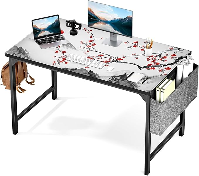 AQQA Extended Gaming Mouse Pad Cherry Blossoms Japanese XXXXL Full Desk Mousepad 48 x 24 Non Slip Desk Mat with Stitched Edge Computer Keyboard Mat for Office