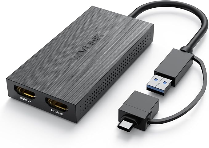 WAVLINK USB 3.0 or USB C to HDMI Adapter HDMI Splitter for Dual Monitors Universal Video Graphics for Thunderbolt 3/4 USB 4 Windows Mac OS