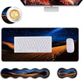 Mouse PadLarge Desk Mat Set 4in1 XL Mousepad + Keyboard Wrist Rest+Mouse Wrist Rest+Coaster with Ergonomic Desk Pad for Home Office Table Computer Cover -Desert Dunes Under Starry Sky