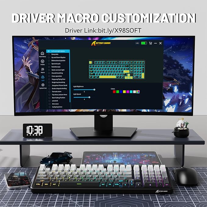 ATTACK SHARK X98 Wireless Mechanical Keyboard with NumpadGasket Mount Hot-Swap Pre-lubed Linear SwitchBT 5.0/2.4G/WiredRGB Backlit Computer Gaming Keyboards for PC/Tablet/PS5/Xbox-Moonlight