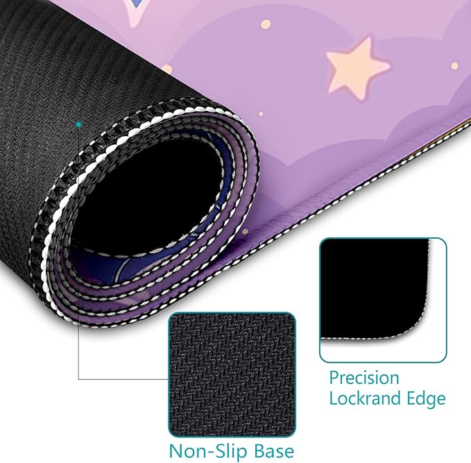 Kawaii Purple Cloud Mouse Pad with Wrist Rest Ergonomic Mouse Pad Wrist Support with Non-Slip Pain Relief PU Base Large Computer Mousepad Purple Office Desk Accessories Decor Supplies