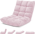 ARLIME Adjustable Floor Chair 14-Position Lazy Sofa Chair with Back Support &amp Thick Padding Portable Foldable Floor Couch for Adults Use in Bedroom Living Room Home Theater (Light Pink)