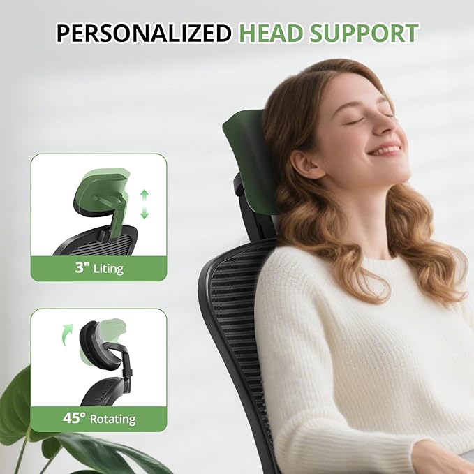 Office Chair Ergonomic Desk Chair 330LBS Capacity High Back Computer Chair for Long Hours Comfortable Rolling Swivel Executive Task Chair for Home Office with Flip-up Armrests Black