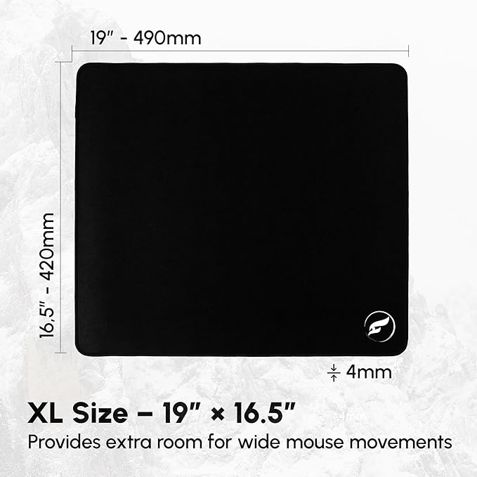 Odin Eclipse XL Gaming Mouse Pad - Control Cloth Surface Stitched Edges Non-Slip Base 19 x 16.5 inches Black