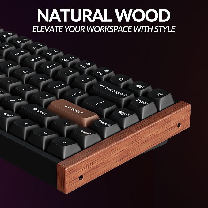Keychron K2 HE Rapid Trigger Wireless Custom Keyboard with Hall Effect Gateron Double-Rail Magnetic Switch QMK 2.4 GHz Bluetooth 5.2 RGB Compatible with Mac Windows Linux (Aluminum + Wood)