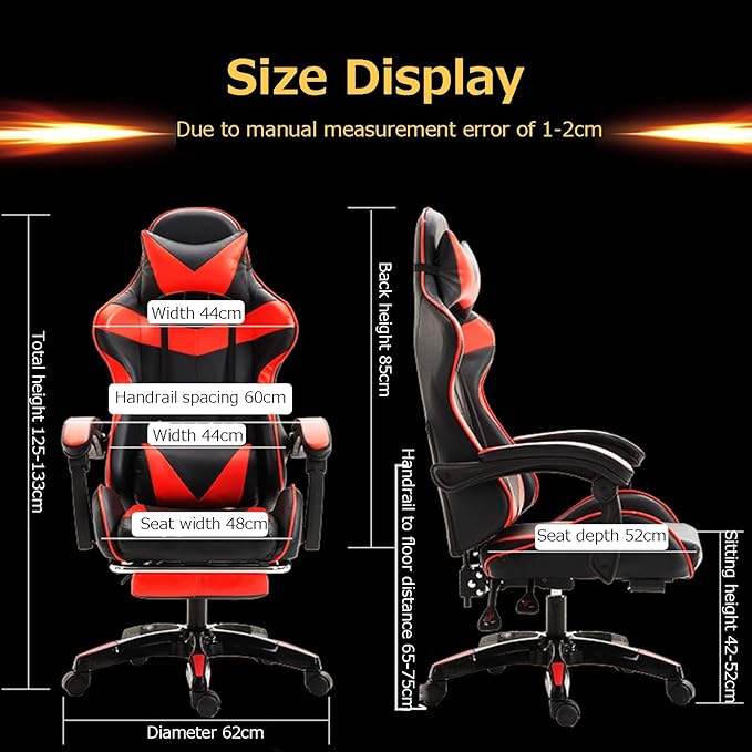 Ergonomic Gaming Chair Iron backrest Comfortable Breathable Office Chair Height Adjustable Computer Chair with Footstool Metal Reclining(BlackBlue_Without)