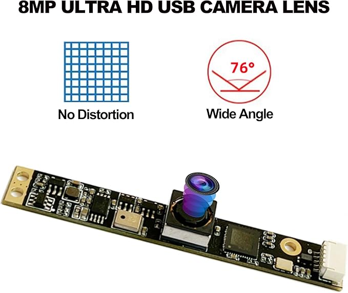 RQG 8MP USB Camera Module IMX179 Fixed Focus 4K Lightburn Camera with Microphone Embedded UVC Drive-Free USB 2.0 Camera Webcam for Laser Engraver Security PC Raspberry Pi