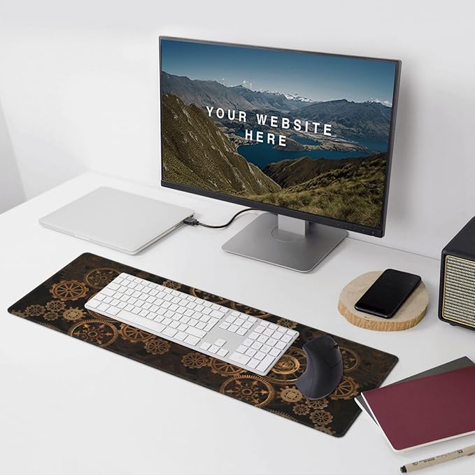 Cool Steampunk-Large Mouse Pad Gaming Mousepad XL 12x31.5 in Desk Pad Large Non-Slip Rubber Base Desk Mats on Top of Desks Mouse Pads for Wireless Mouse Computer Desks Accessories
