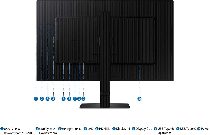 SAMSUNG 27 ViewFinity S6 (S60UD) Series QHD High Resolution Computer Monitor 100Hz HDR10 USB-C Built-In LAN Port Daisy Chain Support Easy Setup Height Adjustable Stand LS27D606UANXGO 2024