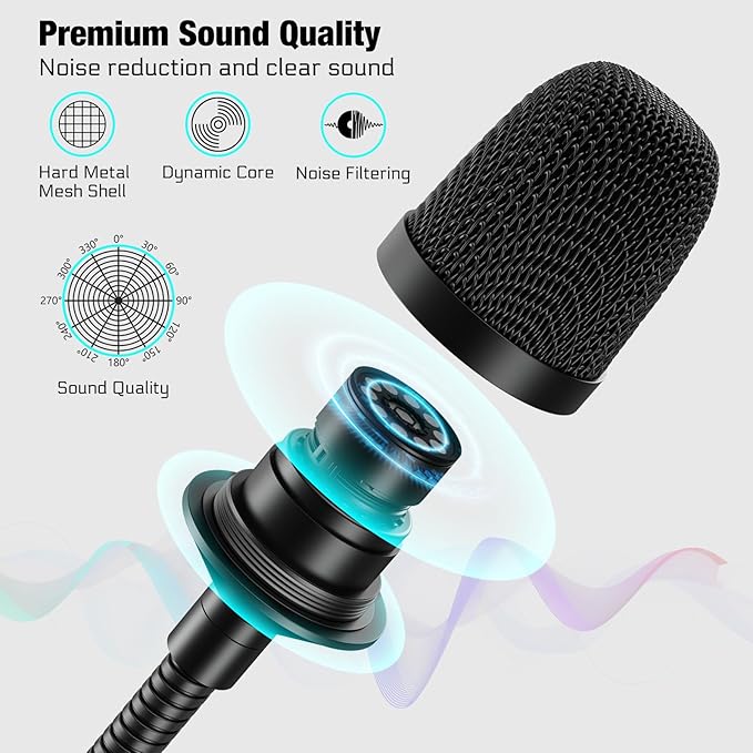 Gooseneck Microphone 23 Inch DJ Mic Professional Dynamic Bob Barker Microphone for Audio MixerDedicated DiscShoutingKTV BarPodiumConferenceMetal Supports 360°RotationBending3-pin XLR
