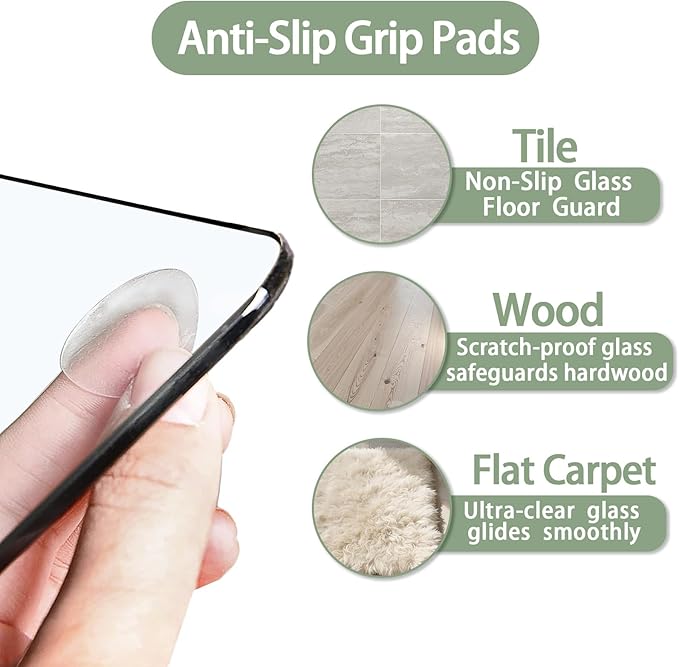 Tempered Glass Chair Mat 72x48 – Ultra-Clear Office Chair Mat for Hardwood Floors &amp Low-Pile Carpets – Heavy-Duty 0.2 Scratch-Resistant Surface with Non-Slip Pads – Supports 1000 lbs