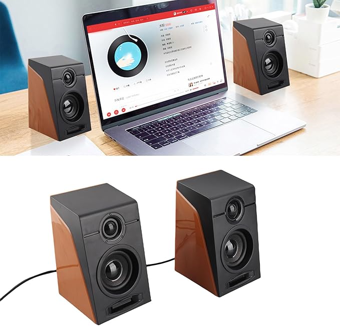 USB Wired PC Speakers HiFi Desktop Speakers with Bass and Volume 35mm. Plug and Play Computer Speakers for Laptops TVs Phones 2 x 3W ABS Sound System with