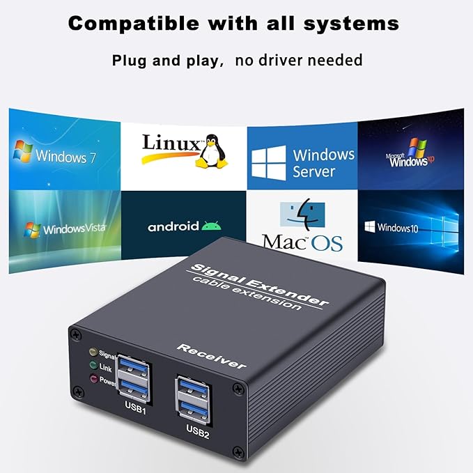 USB 3.0 Extender Over Ethernet up to 330ft 5Gbps Transmission CAT6 to 4-Port Powered USB 3.0 Hub Plug and Play No Driver for Windows/Mac/Linux Devices