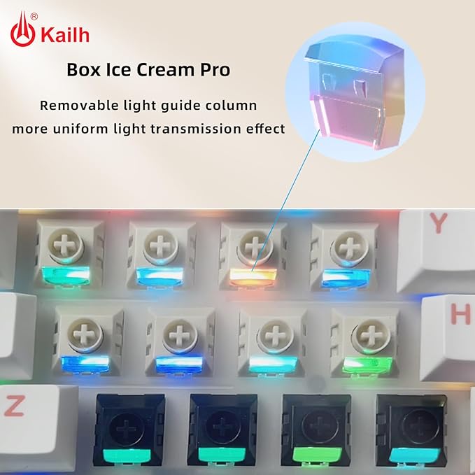 Kailh Box Ice Cream Pro Linear Switch5-pin RGB SMD 45gf Full POM Material Pre-Lubed Key Switches for Mechanical Gaming Keyboard(Ice Cream PRO90Pcs)