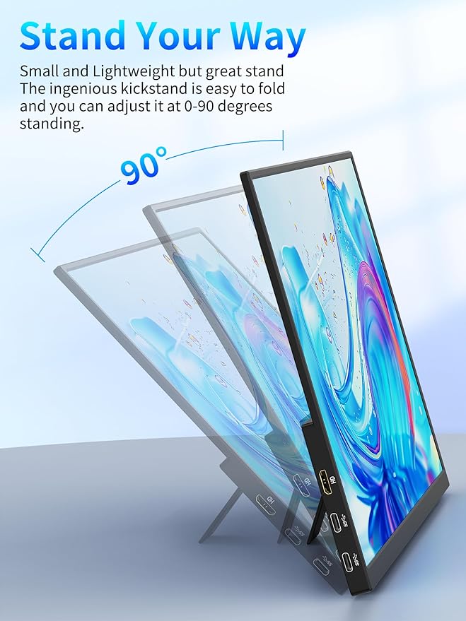 4K Portable Monitor 13.3 UHD IPS Laptop Screen Slim Lightweight Dual USB C HDMI Computer Gaming Display with Speakers Travel Monitor for PC Phone PS5/4 Xbox Switch
