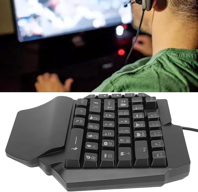 Sanpyl One Handed Gaming Keyboard RGB Backlit USB Wired Single Hand Mechanical Keyboard Half Keyboard Professional Gaming Keypad for Computer Gaming