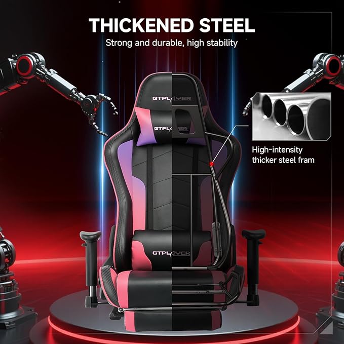 GTPLAYER Gaming ChairGamer Chair with Bluetooth and Adjustable BackrestSeat Height Adjustable Computer Chairs with 3D ArmrestsVideo Game Chair with Footrest Speakers (Colourful)