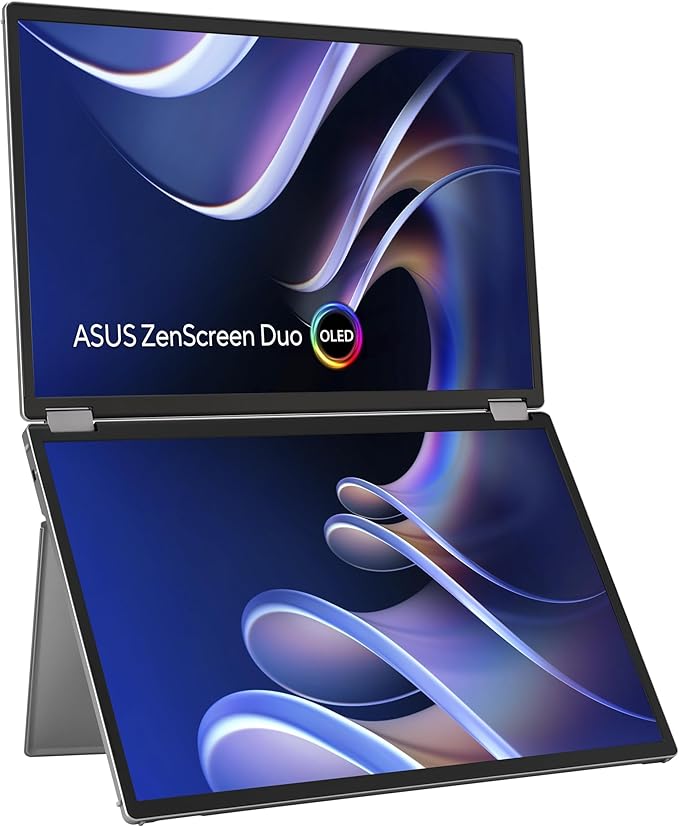 ASUS ZenScreen Duo OLED 360° Foldable Portable Monitor (MQ149CD) - Dual 14-inch 16:10 1920x1200 DisplayHDR400 True Black 100% DCI-P3 Delta&lt2 Dual USB-C Mini-HDMI Kickstand 3 yr Warranty