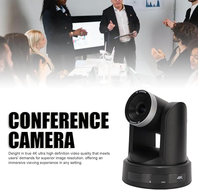 Conference Room Camera System 4K 12X Optical Zoom USB3.0 IP PTZ Camera with Auto Tracking and 255 Presets Webcam for Online Meetings Lectures (US Plug)