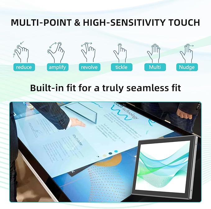 21.5 Inch 10 Points Industrial Capacitive Touch Monitor IP65 Waterproof 1920x1080 @ 60Hz TFT LCD IK08 Open Frame Design Touch Screen Suitable for kiosks