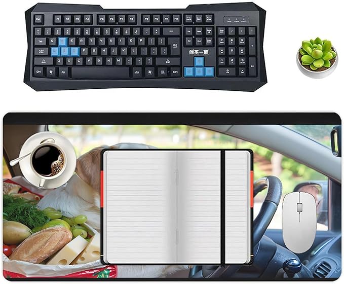 XXL Gaming Mouse Pad Animal Drive Dog XXL Gaming Mouse Pad Large Desk Mat Protector for Desktop Anti-Slip Rubber Extended Computer Keyboard Mat Writing Pad for Work Office 15.7 * 35.4 inB-1755