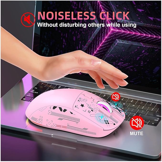 Asixxsix 3 Modes Wireless Mouse with Wired Wireless BT Chargeable Ergonomic Gaming Mouse with 2.4G Receiver 650mAh Battery Large Sized Blue Tooth Cordless Mouse for Laptop PC