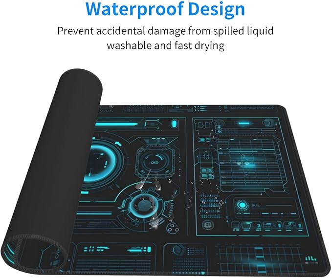 Large Extended Gaming Mouse Pad (48 x 24) Big Desk Matt for Desktop Waterproof Computer Keyboard Mat for Esports Pros/Gamer/Desktop/Office/Home-Cyberpunk Black and Blue