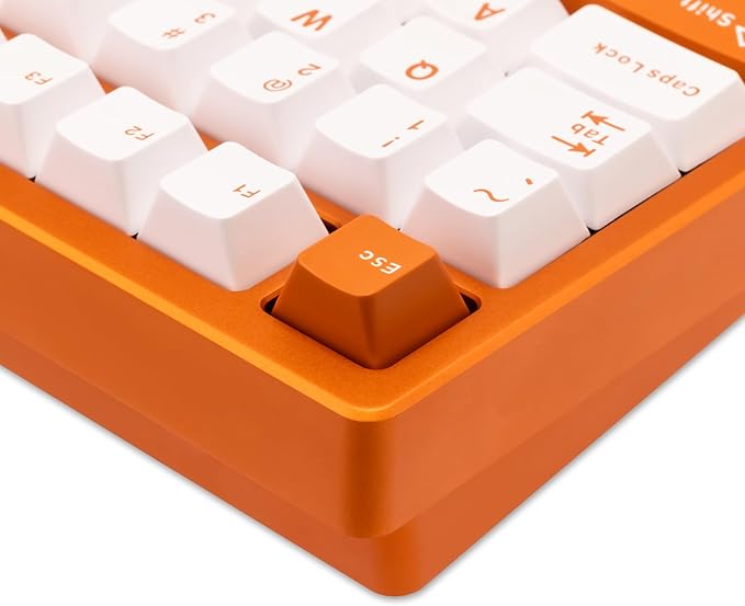 KEEBMONKEY WOBKEY Rainy 75 Aluminum HMX/JWK Switches Mechanical Keyboard with Superior Acoustics Wired BT 2.4G Wireless Connectivity (Pro Orange(Stainless Steel Weight))
