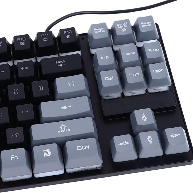 GOWENIC Gaming Keyboard USB Computer Keyboard 87 Keys RGB Backlit Floating Keycaps Dsign Contrast Color Space Saving Wired Keyboard for Desktop Laptop